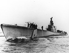 USN - Submarine USS <i>Lagarto</i> (SS-371) during trials, late 1944. Photo #NH79774. Naval Historical Society