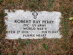 Headstone for Pfc. Robert Ray Perry in Mary's Chapel Cemetery, Barbour County, West Virginia. Courtesy Cynthia Mullens
