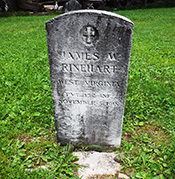Headstone for James William Rinehart in a church cemetery on Stemple Ridge. Courtesy Cynthia Mullens