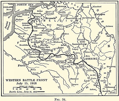 Map of the battle front on the exact date of James Parks Robson's death. In Frank M. McMurry, <i>The Geography of the Great War</i> (New York: MacMillan, 1919). This media file is in the public domain in the United States.