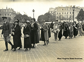 Mrs. Robson's group in Paris during the Gold Star Mothers and Widows Pilgrimage; Viola is the second woman in line. Courtesy West Virginia State Archives, Viola B. Robson Collection (Ms 2009-152)