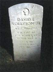 Military headstone for S/Sgt. David E. Rollyson Jr. Courtesy of Arlington National Cemetery