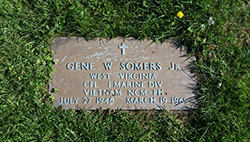 Military marker for Cpl. Gene W. Somers in Bridgeport Cemetery. Courtesy Cynthia Mullens