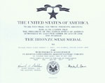 Bronze Star certificate