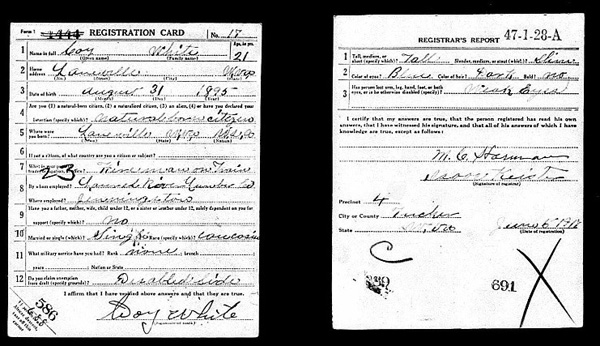 whiteh Draft Registration Card