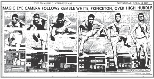 Kemble White running hurdles