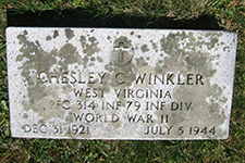 Headstone for Pfc. Chesley C. Winkler, Pickens Cemetery. Find A Grave photo courtesy of Anna Chandler
