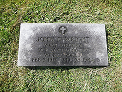 Now weathered, Sgt. Wrights' headstone in Greenlawn Cemetery reads: John D. Wright/West Virginia/Sgt. 264 Inf 66 Div/World War II/ Feb. 2, 1917 - Dec. 25, 1944. Courtesy Cynthia Mullens