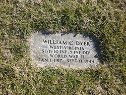 Headstone for Sgt. William C. Dyer in Graham Cemetery, Mason County. Find A Grave photo courtesy of 