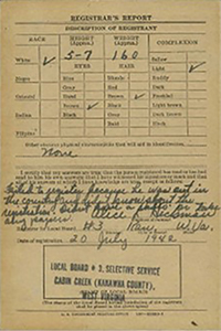 Reverse of Pvt. Kidd's draft card. National Archives and Records Administration