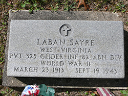 Laban Sayre's military headstone in Big Spruce Cemetery. Find A Grave Photo courtesy of Crystal Vannest Danko