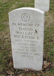 Although Lt. David Wallace's remains have not been recovered, a marker in Arlington National Cemetery pays tribute to his service. Photo courtesy of Vietnam Veterans Memorial Fund