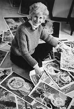 Wilson with some of her work