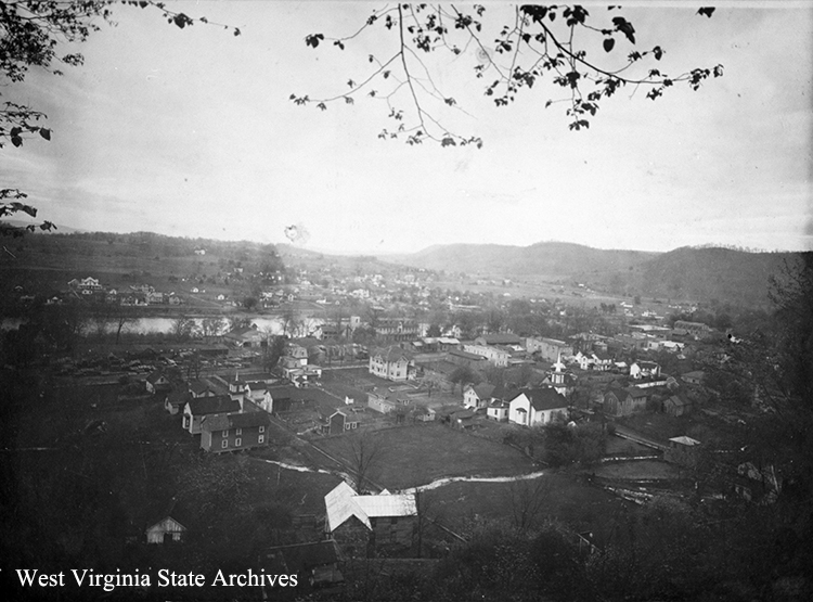 Overlook of Alderson from the south, n.d. Monroe County Historical Society, West Virginia State Archives (330111)