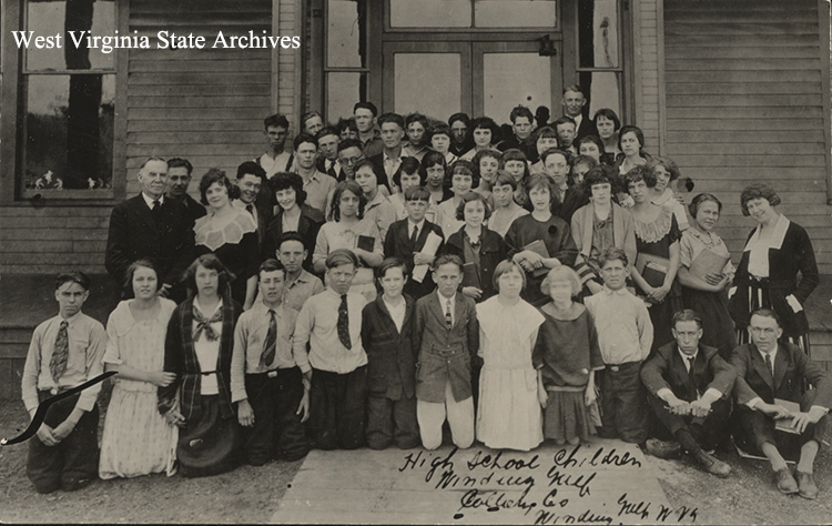 Postcard. High School Children, Winding Gulf Colliery Company, Winding Gulf, n.d. Coal Towns Photograph Collection, West Virginia State Archives (Glen White 5)