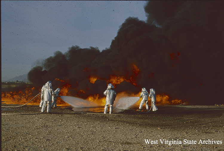 West Virginia National Guard firefighting, n.d. West Virginia National Guard Collection, West Virginia State Archives (025, Tray 3)