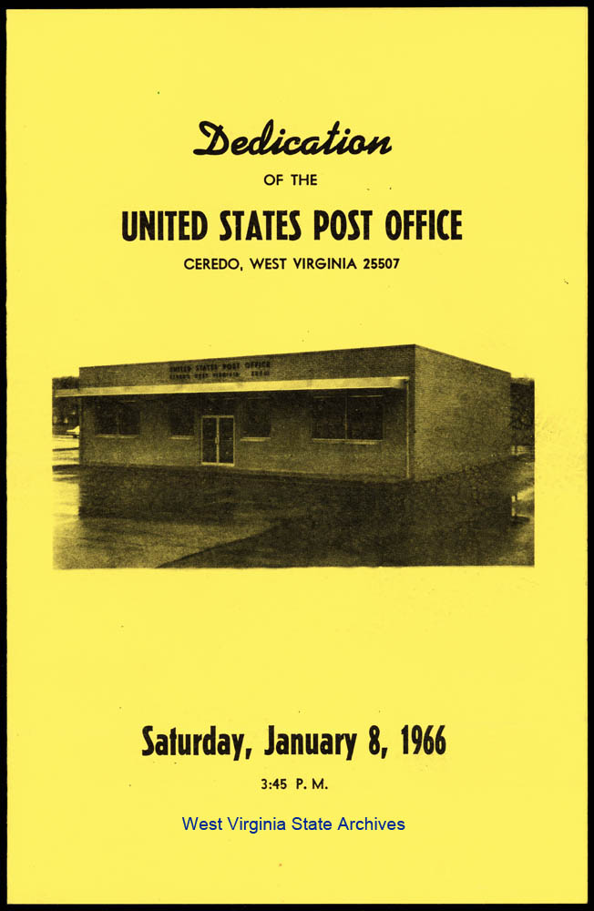 Booklet from the dedication of the Ceredo Post Office, January 8, 1966 (Jennings Randolph Collection)