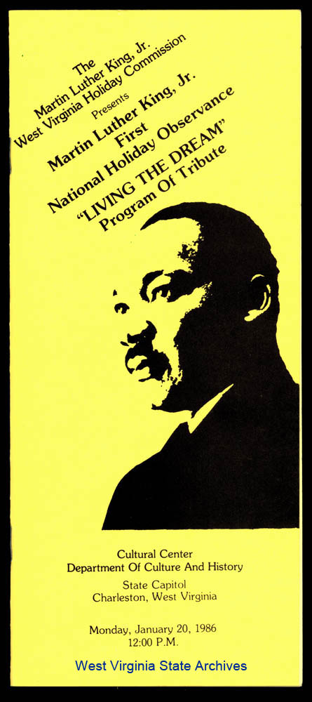 Program from the first National Holiday Observance of Martin Luther King Day, January 20, 1986 (State Documents)