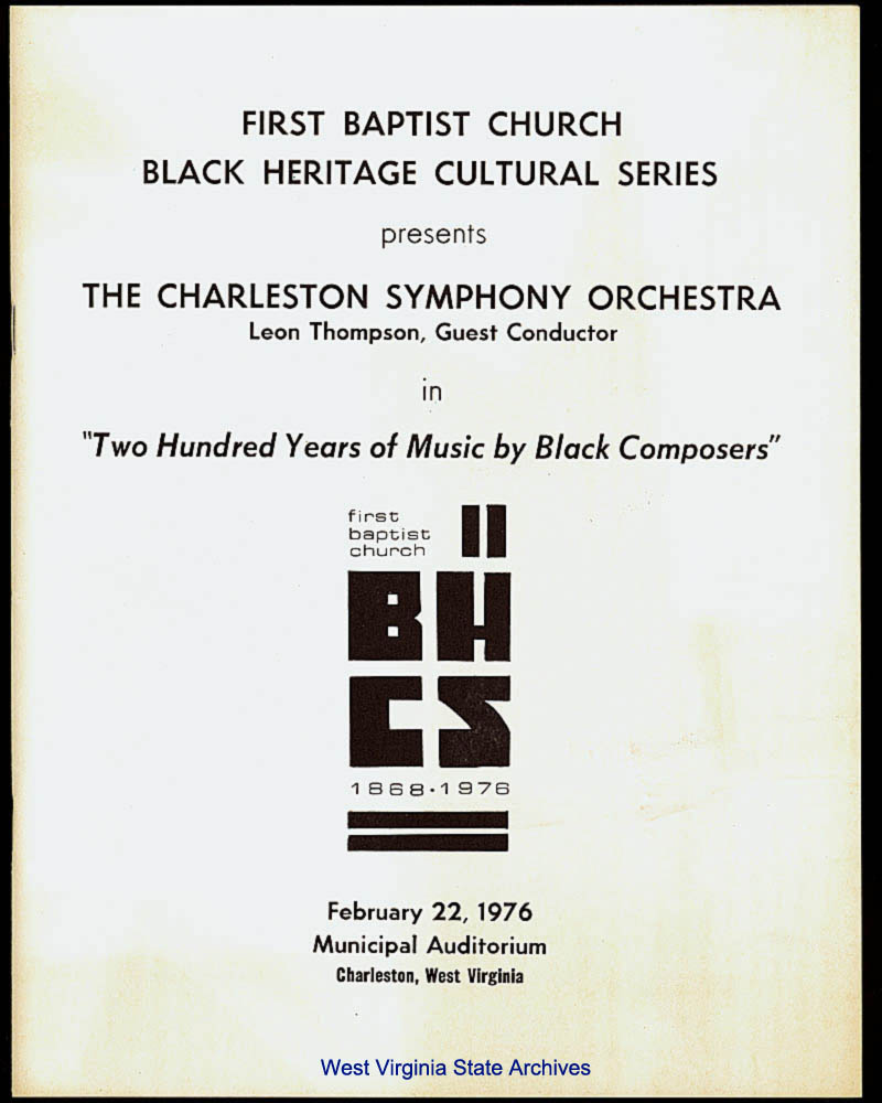 Program, First Baptist Church Black Heritage Cultural Series, 1976. (Ms88-185)