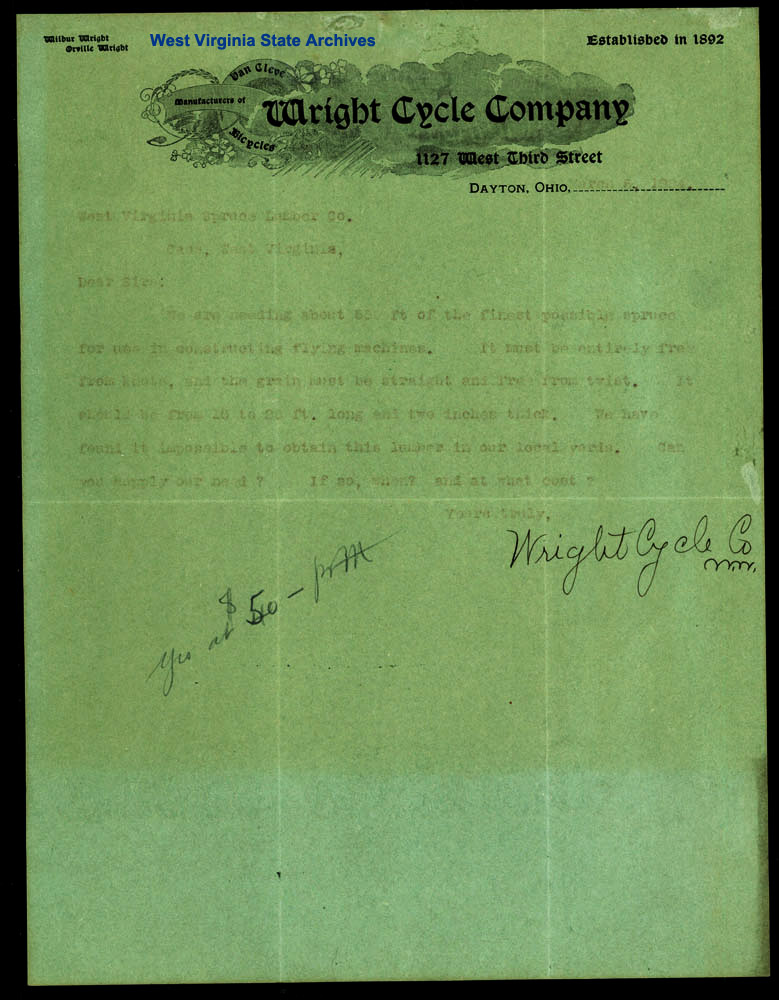 Wright Brothers letter