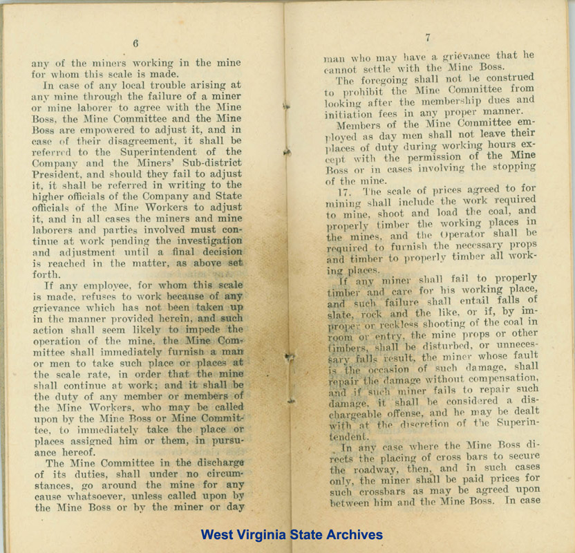 Agreement, Kanawha Coal Operators and UMW, 1912-1914. (Ms97-24)