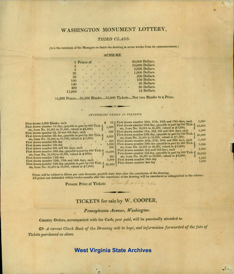 Washington Monument lottery, addressed to Sam Hanway, Esq, Morgantown, 1817. (Sc82-293)