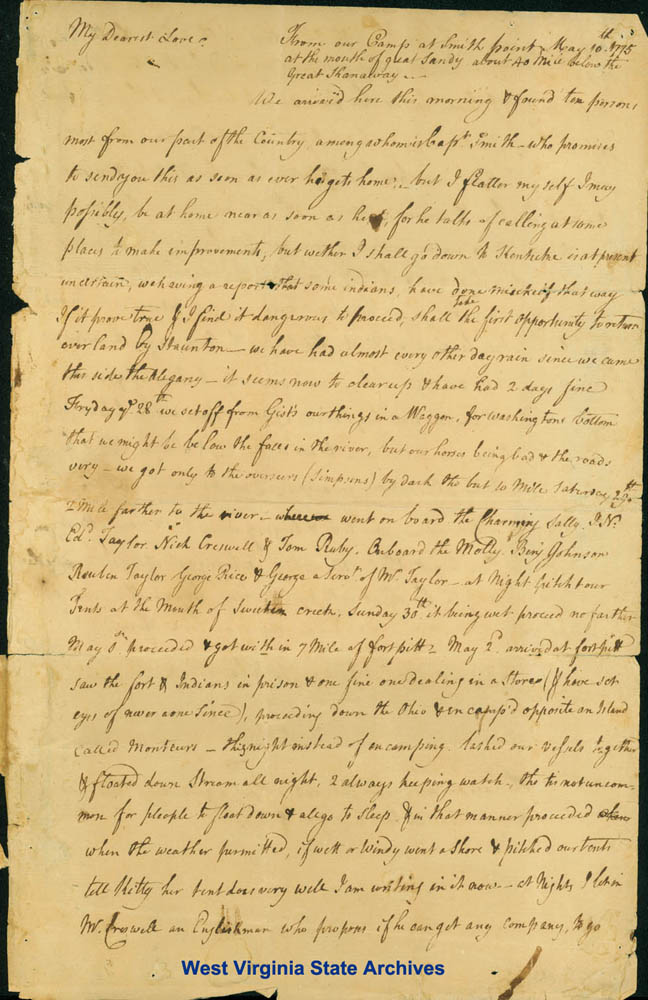 James Nourse letter about trip to Kentucke, 1775. (Ms79-153)