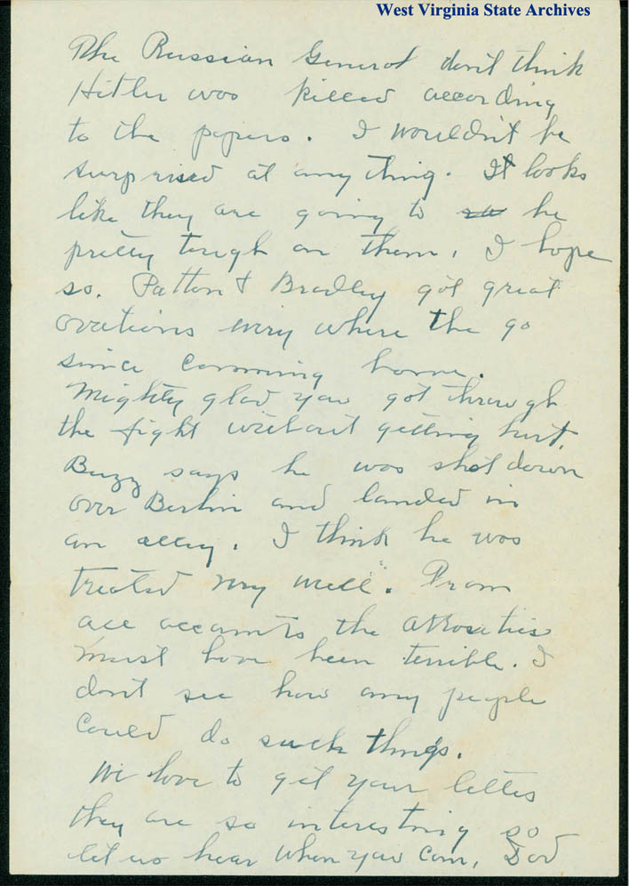 Letter to John Taylor, sent from home, while stationed in Europe, 1945. (Ms2008-026)