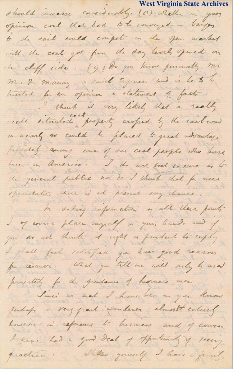 Letter to William H. Edwards from David T. Ansted regarding investments in coal lands along the Great Kanawha, 1873 (Ms79-2, 7)