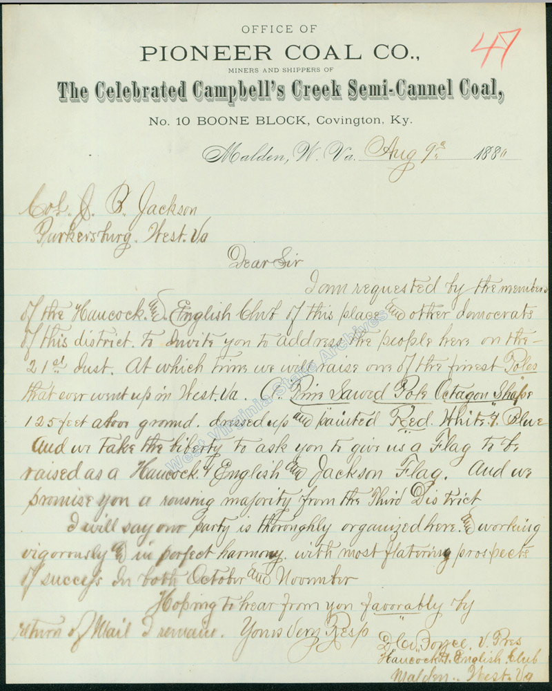 Invitation from D. C. Boyce to Jacob B. Jackson to address the people of Malden, 1880. (Ar1727)