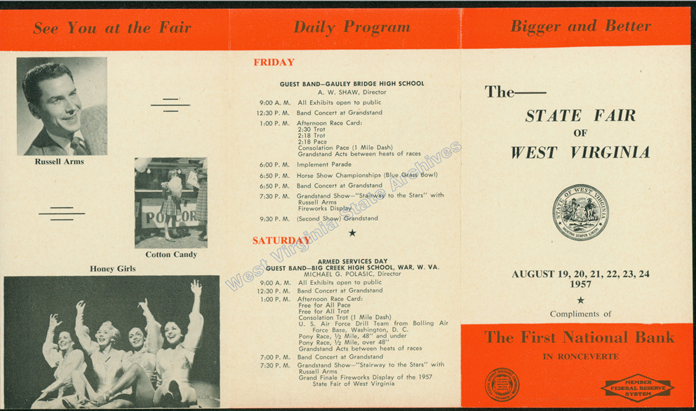 Program for the State Fair of West Virginia, August 19-24, 1957. (Ar1803)