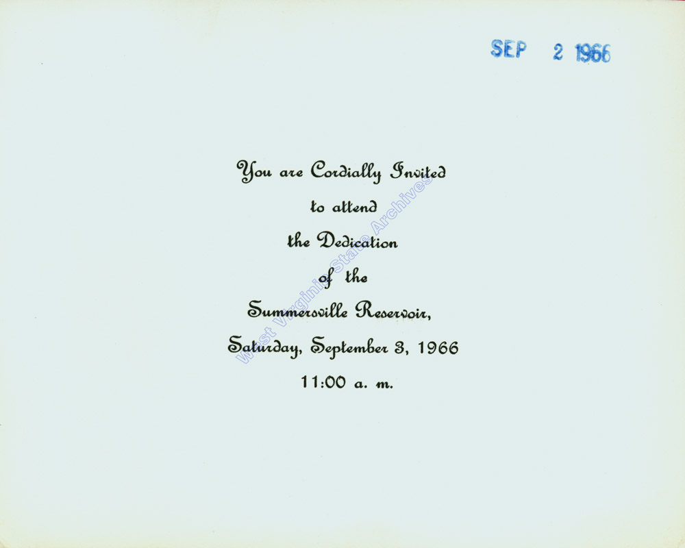 Program from the dedication of the Summersville Dam, 1966. (Ms2017-016)
