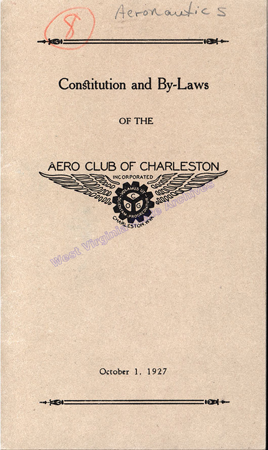 Aero Club of Charleston constitution and bylaws, 1927. (Sc2003-227)