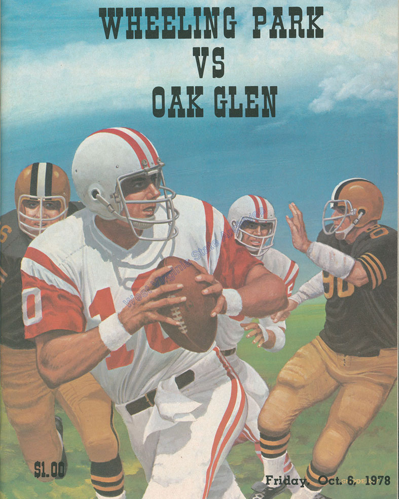 Program for the Wheeling Park vs. Oak Glen football game, 1978. Wheeling Park defeated Oak Glen 12-0. (Ms2009-150)