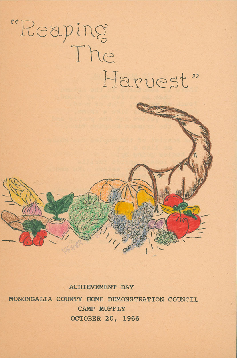 Achievement Day, Reaping the Harvest program from Monongalia County Home Demonstration Council, Camp Muffly, 1966. (Ms2018-001)