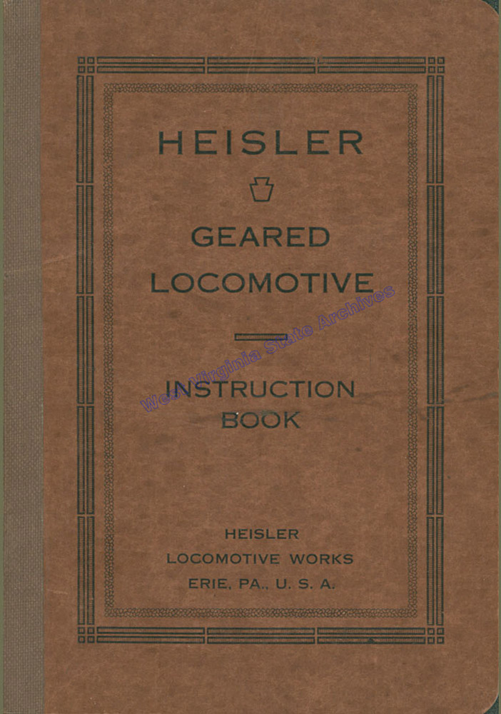 Cover of Heisler Geared Locomotive instruction book, 1963. (Ms79-252)