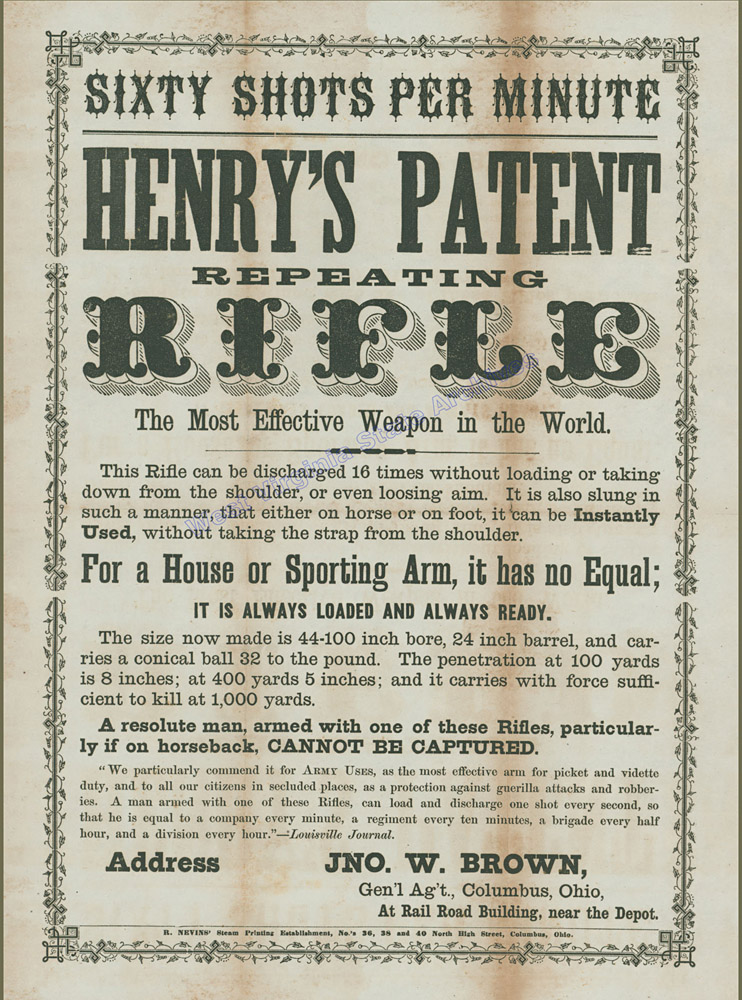 Broadside for the Sixty Shots per Minute Henrys Patent Repeating Rifle, n.d. (Ar382)