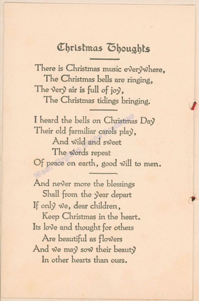 Souvenir pamphlet Holiday Greetings from Dixie School in Riverton, Pendleton County, 1917. (Ms2019-001)
