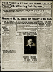 First page of suffrage section of <i>The Wheeling Intelligencer</i>, May 1, 1916