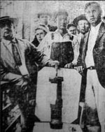 Officers of District 17, UMW, say the bomb shown here was dropped from a plane which flew over
their camps, coming from the direction of Logan. It was picked up by the miners during the march on
Logan. The bomb is now on display at the offices of District 17 on Summers Street, Charleston.
Charleston Gazette, 11 September 1921