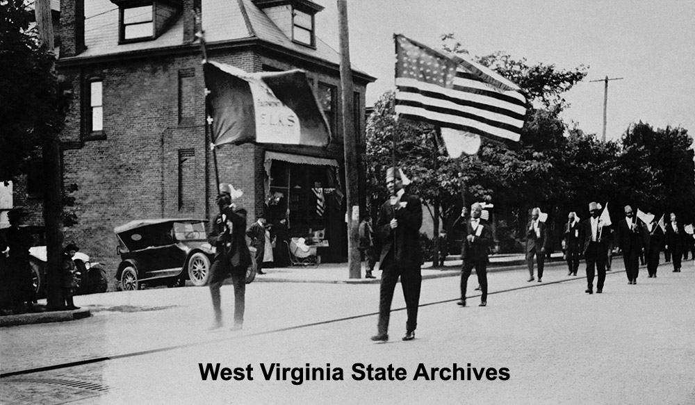African American Elks in a parade, Fairmont, 1919. Photographer J. Earl Windsor. Elizabeth Windsor Collection, West Virginia State Archives (219914)