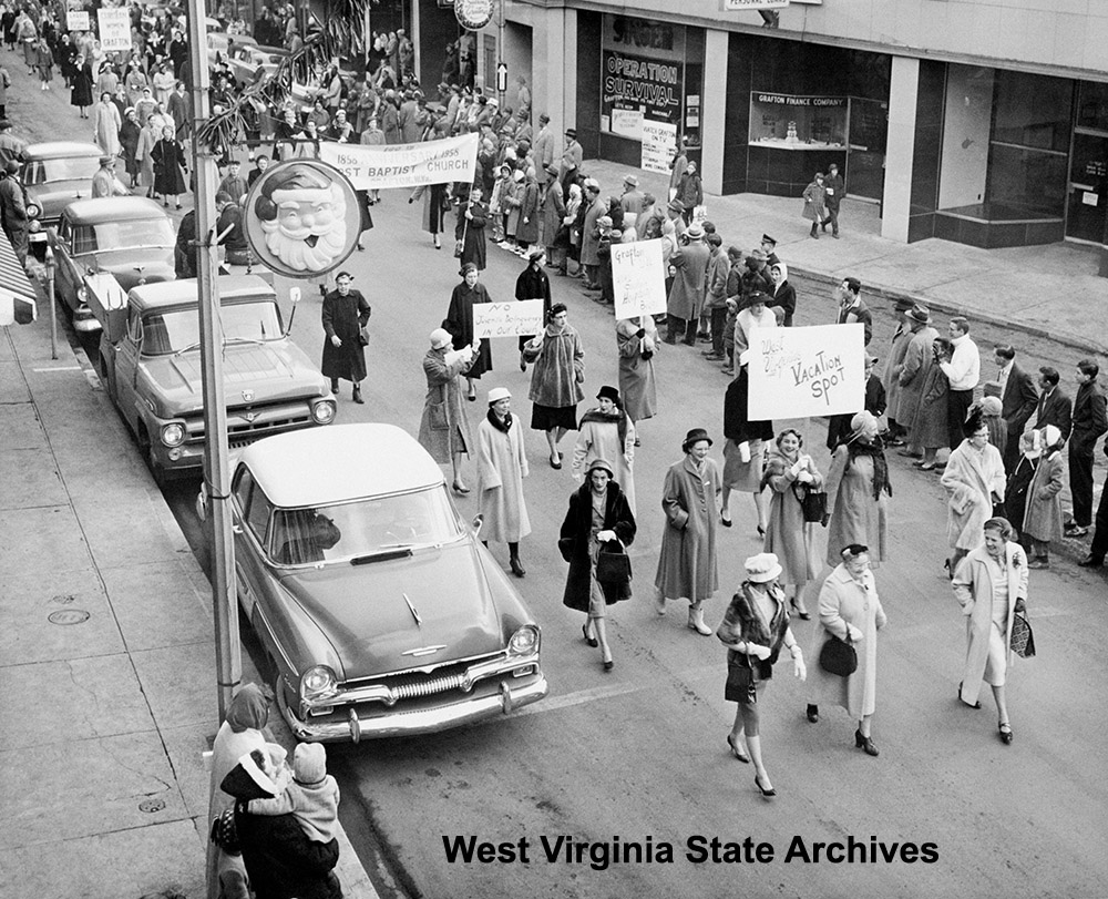 Women for Industry parade in Grafton, December 13, 1958. Jennings Randolph Collecttion, West Virginia State Archives (325910)