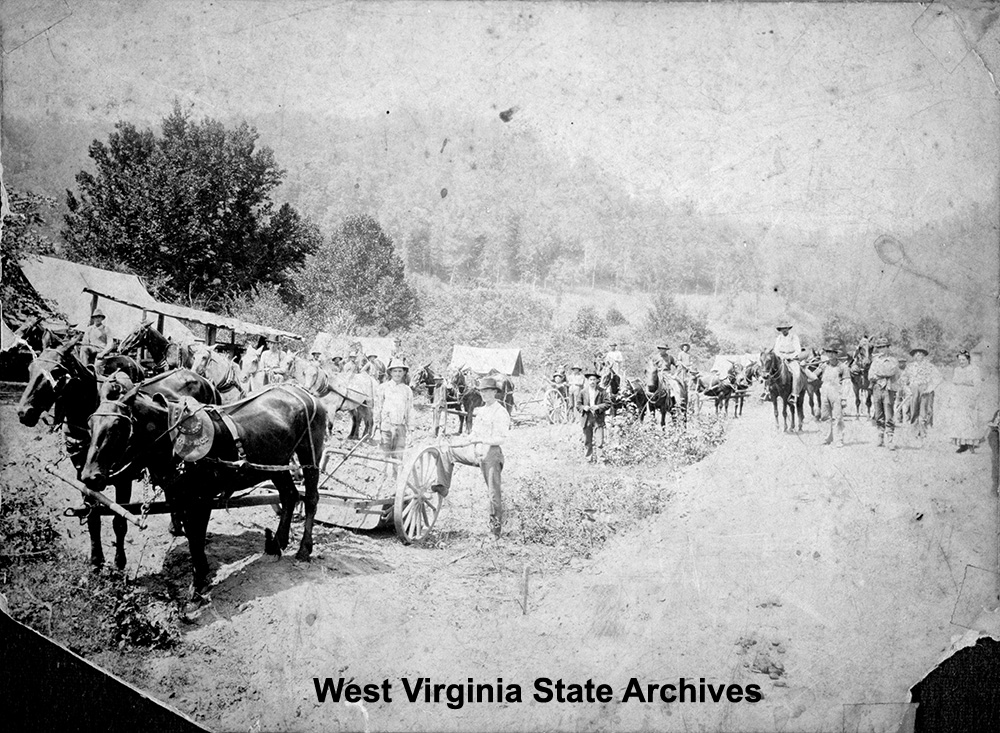 Road construction, Logan County, C.E. Price, contractor, early 1900s. Kenneth King Collection, West Virginia State Archives (336605)