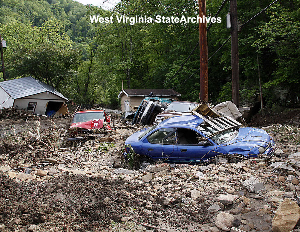 Scene in North Matewan in the aftermath of flooding in southwestern West Virginia, May 2009. Governor Joe Manchin Collection, West Virginia State Archives (May 2009-MG_3359)