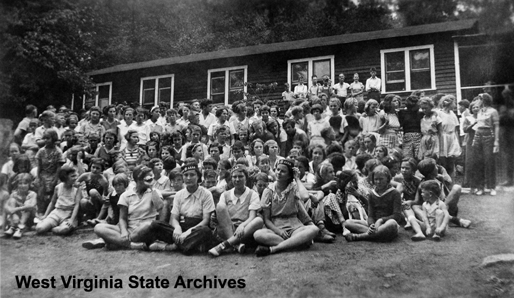 Assembled campers at Camp Caesar, 1930s. Hassig Family Collection, West Virginia State Archives (298411)