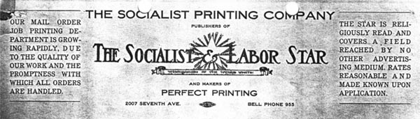 Letterhead for the Socialist and Labor Star
