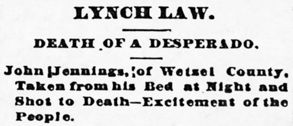 Newspaper article on Wetzel County lynch mob