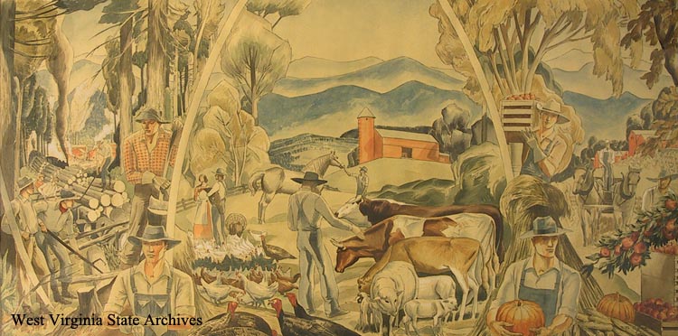 W. C. Grauer painting of his Agricultural Mural in the West Virginia Building
at the New York World's Fair