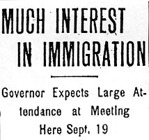 Newspaper headline on immigration meeting
