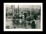 People in horse drawn wagon during 1907 Wheeling flood.
